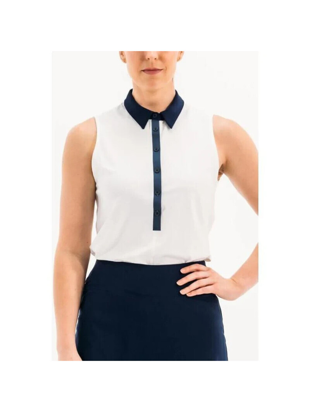 NEW Foray Golf Women's Core 3.0 Sleeveless Polo Size XL Whtie / Blue / NWT